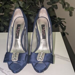 Nina NY Women's Navy Peep Toe Heels